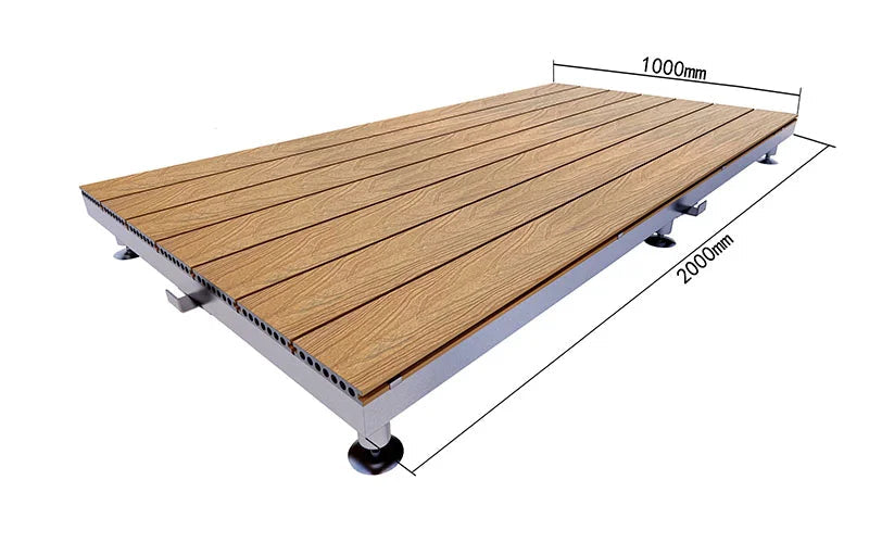 Adjustable Pedestal WPC Deck Tiles Raised Outdoor Composite Wood Deck Panels