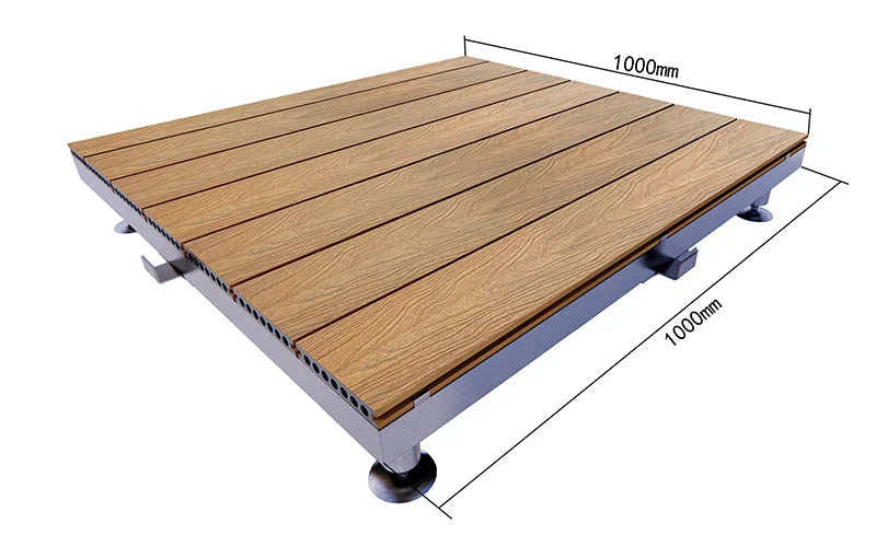 Adjustable Pedestal WPC Deck Tiles Raised Outdoor Composite Wood Deck Panels
