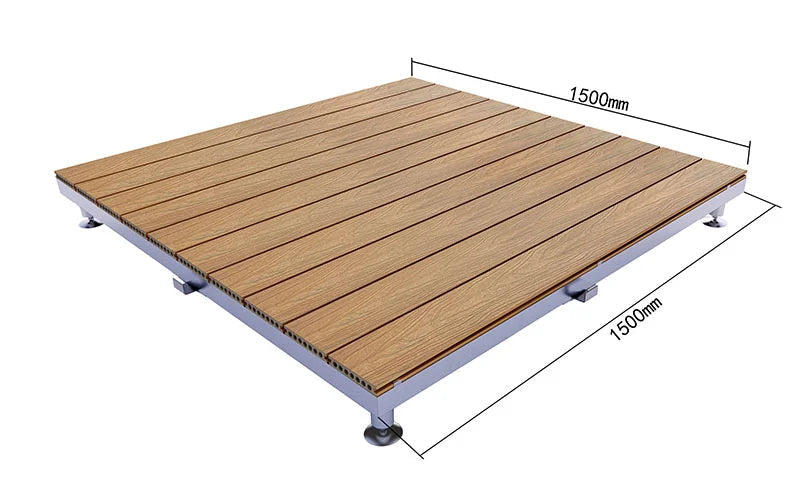 Adjustable Pedestal WPC Deck Tiles Raised Outdoor Composite Wood Deck Panels