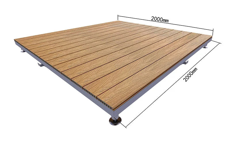 Adjustable Pedestal WPC Deck Tiles Raised Outdoor Composite Wood Deck Panels
