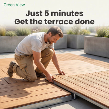 Adjustable Pedestal WPC Deck Tiles Raised Outdoor Composite Wood Deck Panels