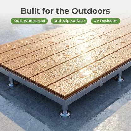 Adjustable Pedestal WPC Deck Tiles Raised Outdoor Composite Wood Deck Panels