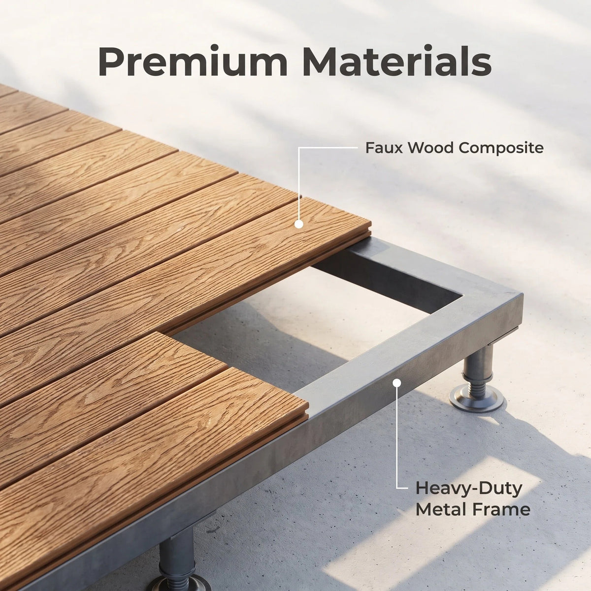 Adjustable Pedestal WPC Deck Tiles Raised Outdoor Composite Wood Deck Panels