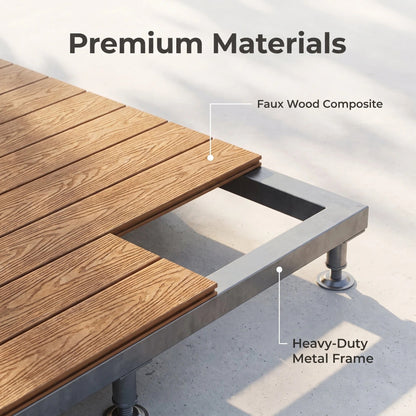 Adjustable Pedestal WPC Deck Tiles Raised Outdoor Composite Wood Deck Panels