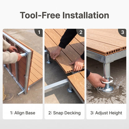 Adjustable Pedestal WPC Deck Tiles Raised Outdoor Composite Wood Deck Panels