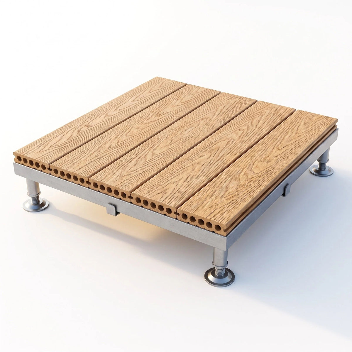 Adjustable Pedestal WPC Deck Tiles Raised Outdoor Composite Wood Deck Panels